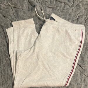 Men's White Sweatpants with Stripe Detail